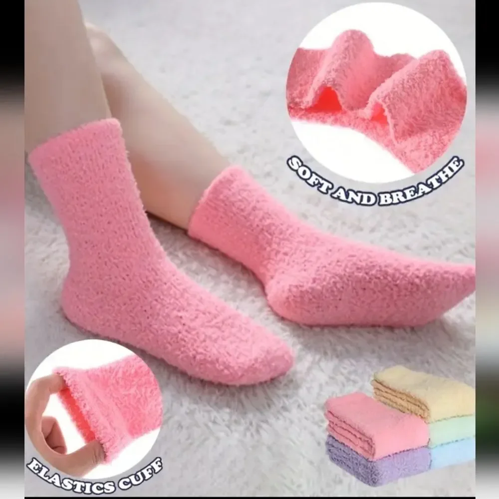 5 Pair Women's Winter Fuzzy Socks Cozy Fluffy Warm Slipper Socks Sleep Socks